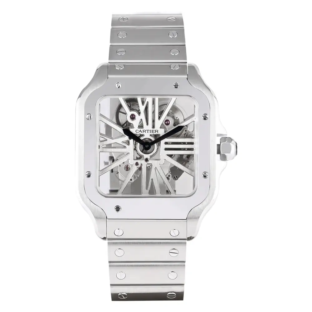 Santos De Cartier Skeleton Steel