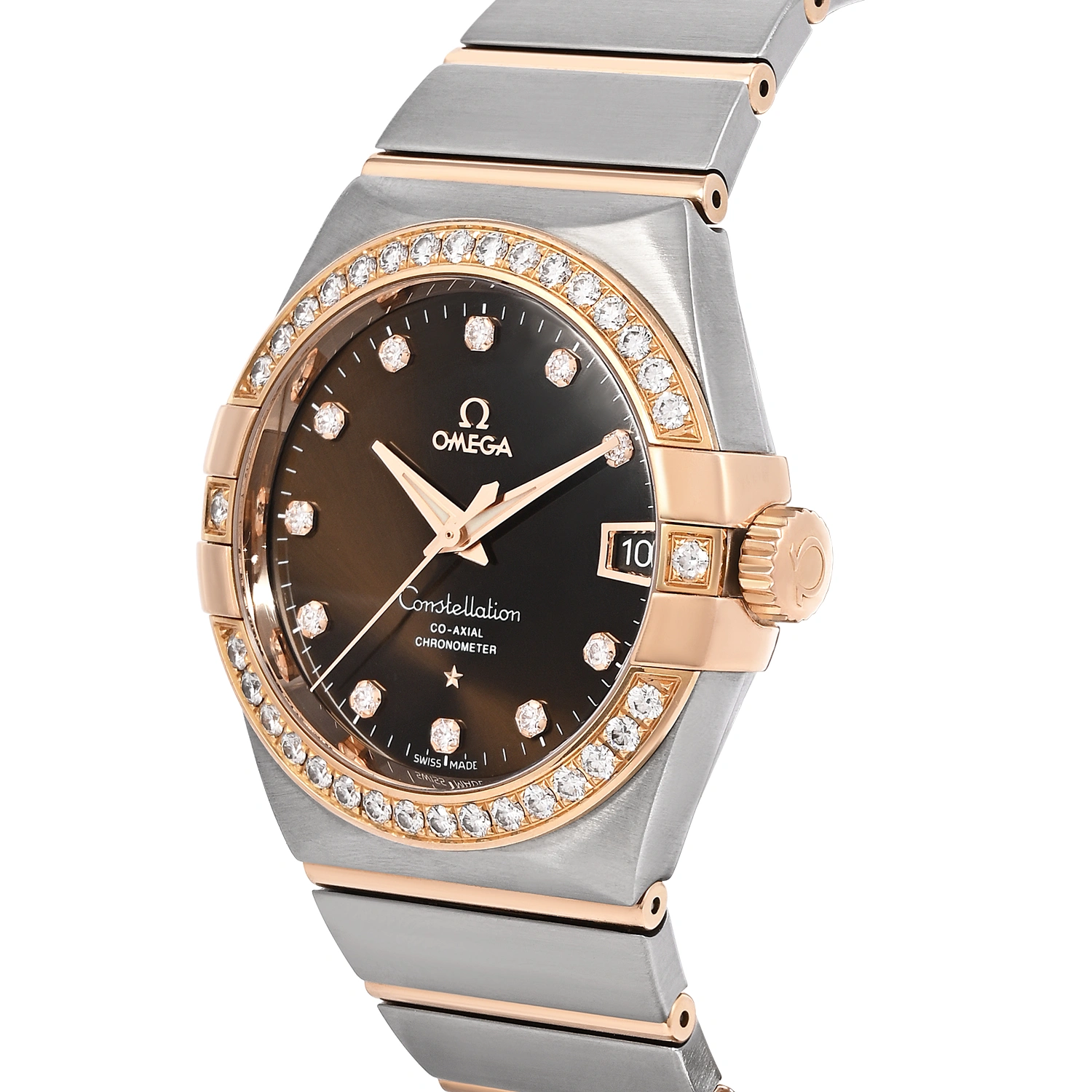 Constellation Steel & Red Gold Brown Dial Diamond on Bezel and Markers