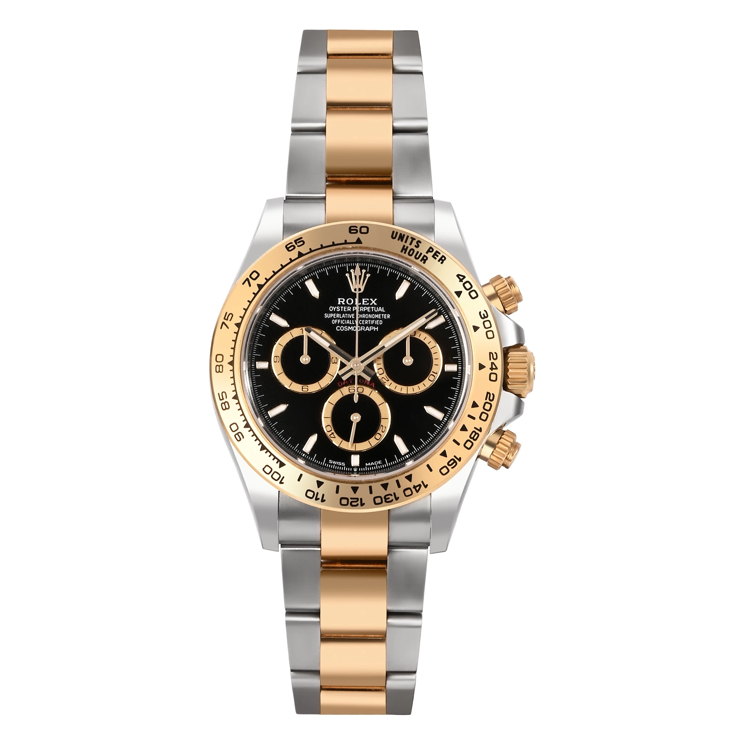 Cosmograph Daytona Steel and Yellow Gold Black with Golden Counter Rings Dial