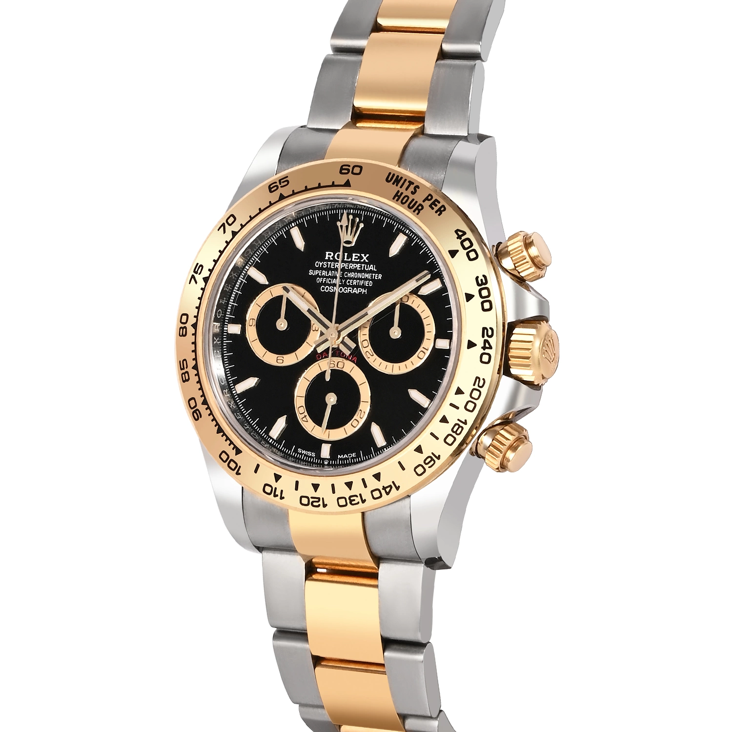 Cosmograph Daytona Steel and Yellow Gold Black with Golden Counter Rings Dial