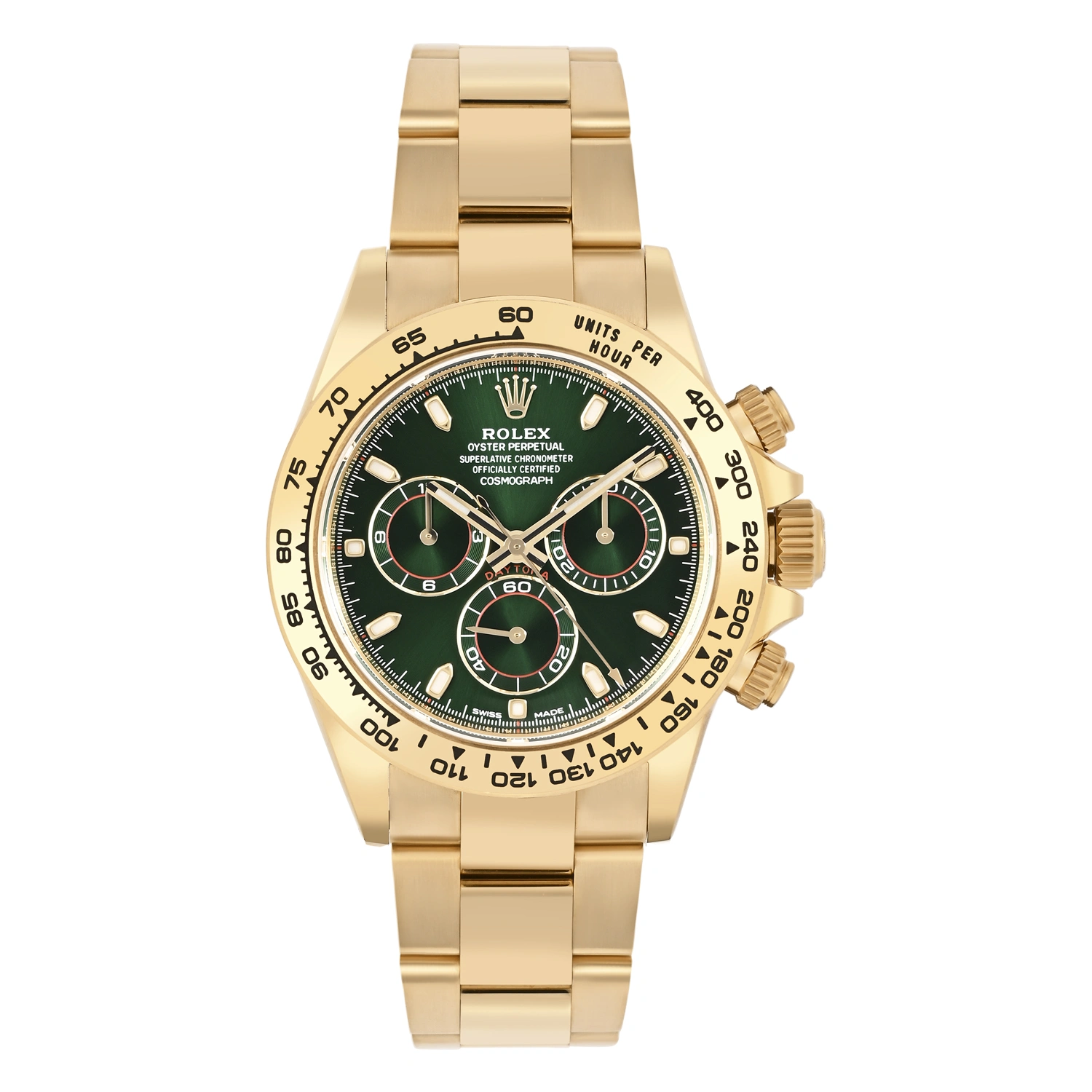 Cosmograph Daytona Yellow Gold Sunburst Green Dial