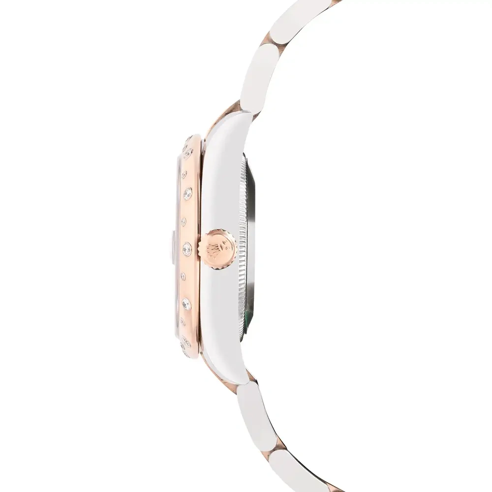 Datejust 31mm Steel Rose Scattered Diamond Bezel Chocolate Dial