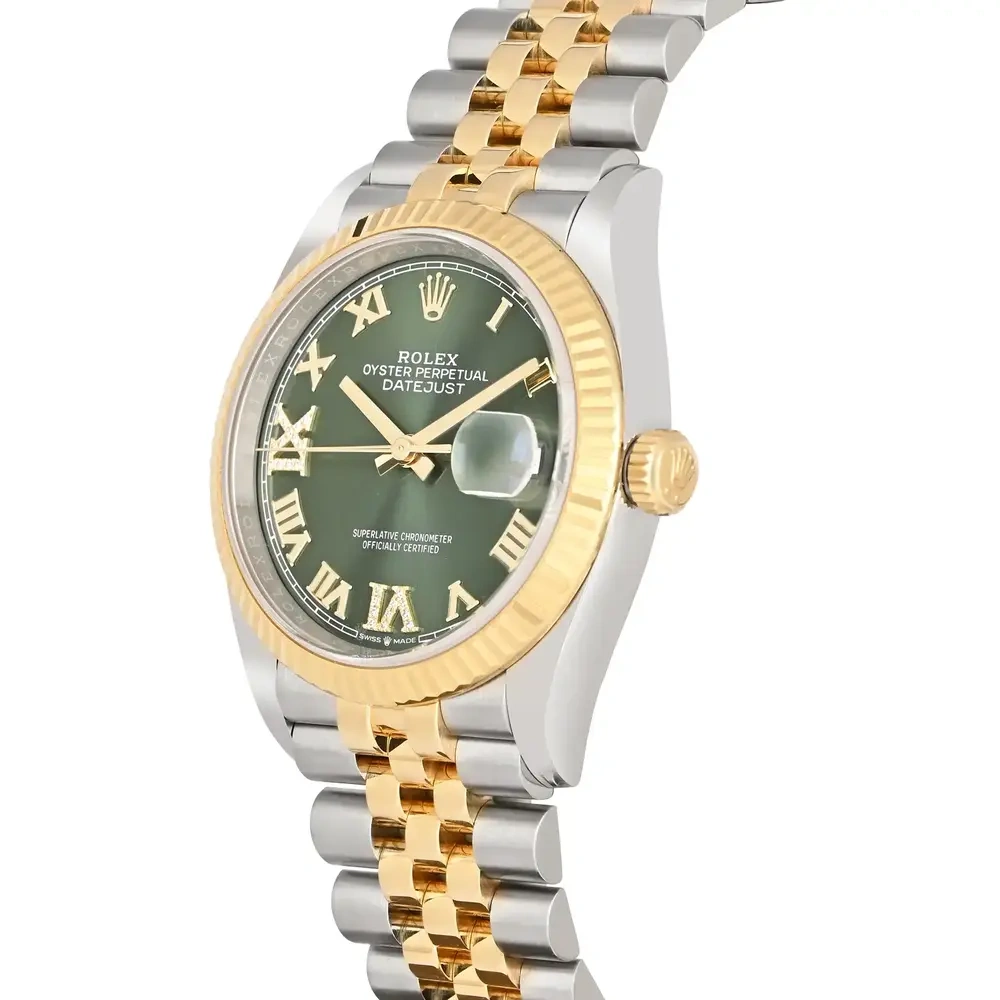 Datejust 36mm Olive Dial Steel Gold