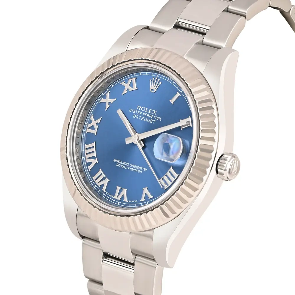 Datejust 41 Azzuro Dial On Oyster Fluted Bezel
