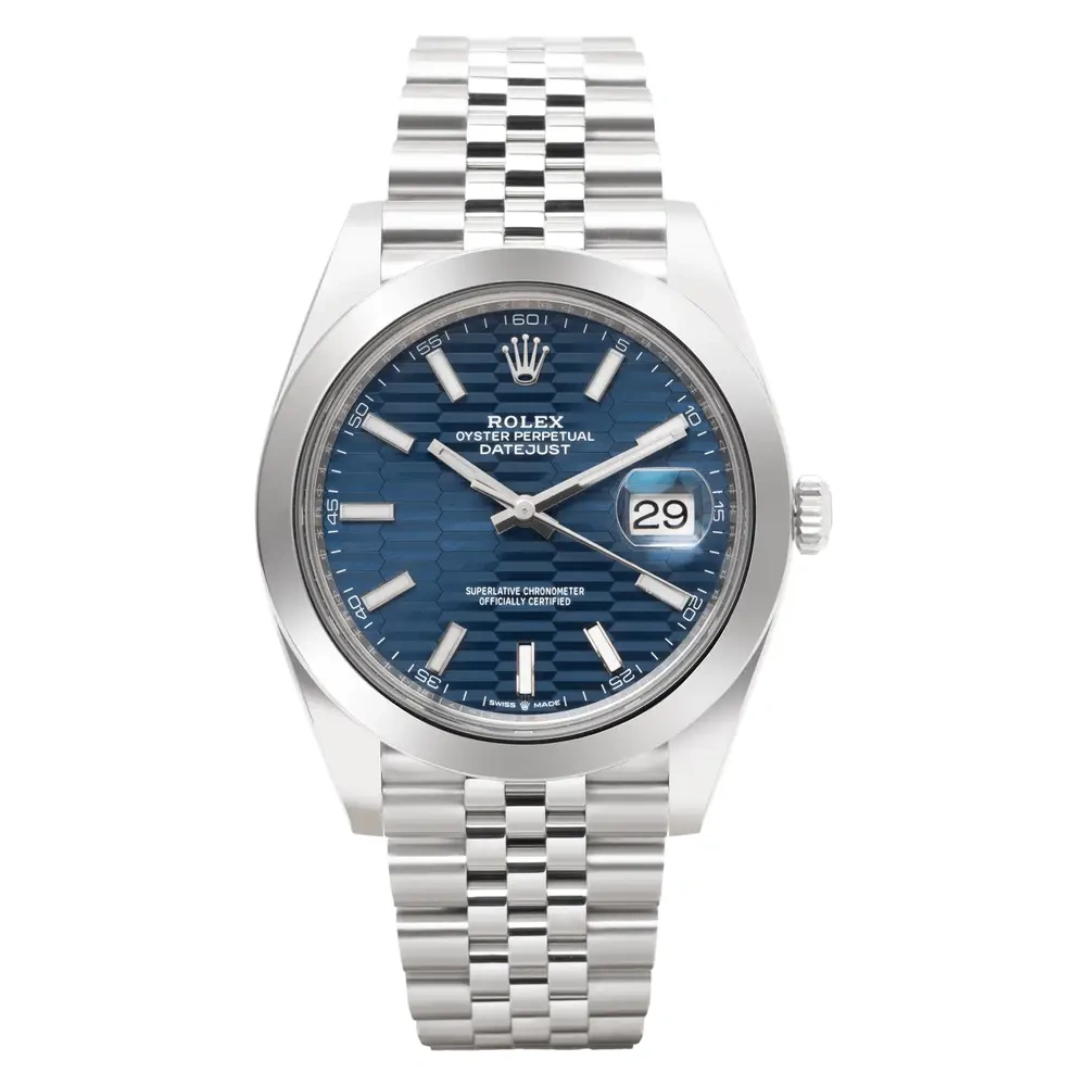 Datejust Blue Motif Dial Smooth Bezel On Jubilee
