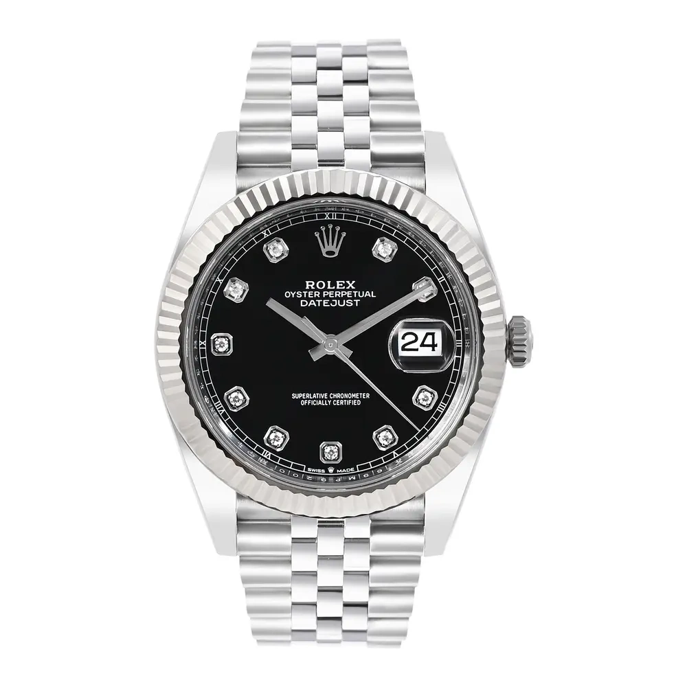 Datejust Bright Black Dial Diamond Markers on Jubilee bracelet
