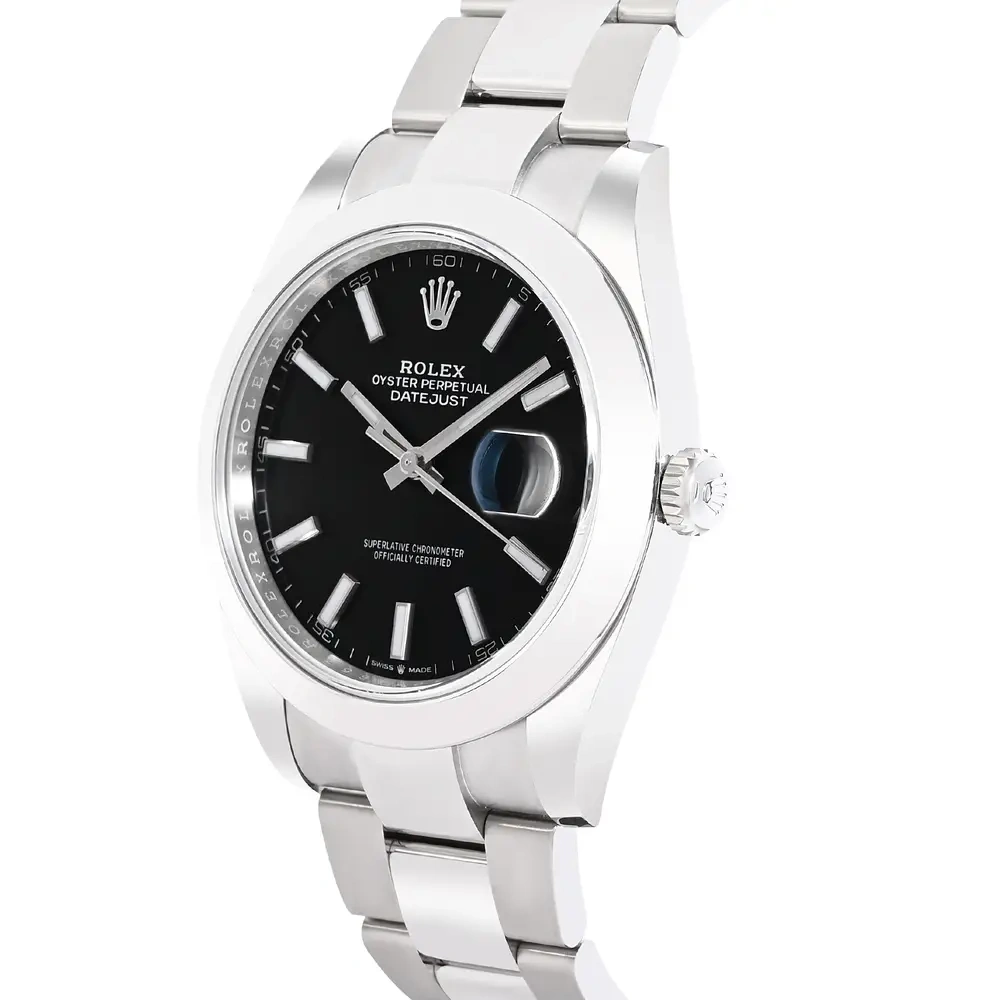 Datejust Bright Black Dial Smooth Bezel on Oyster