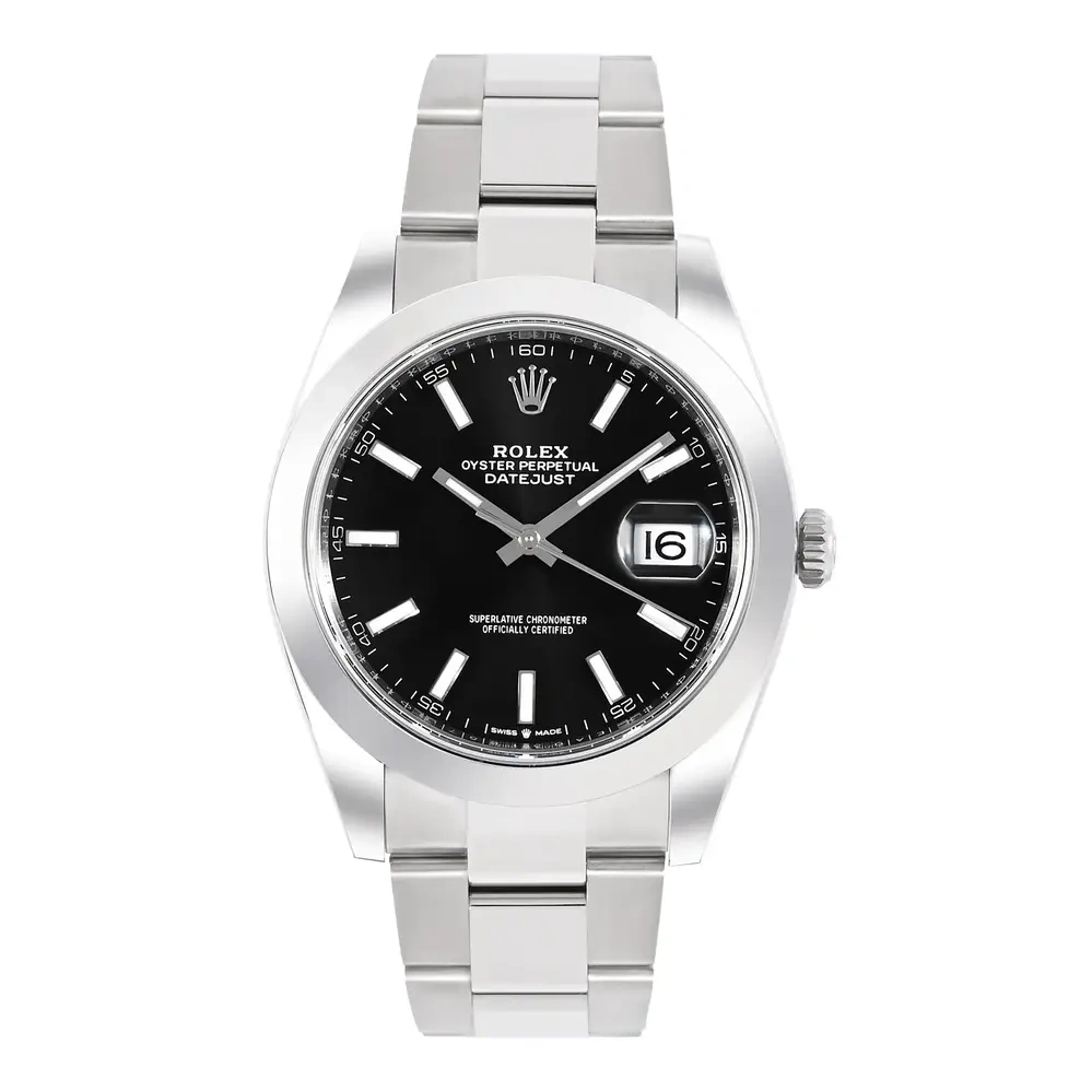 Datejust Bright Black Dial Smooth Bezel on Oyster