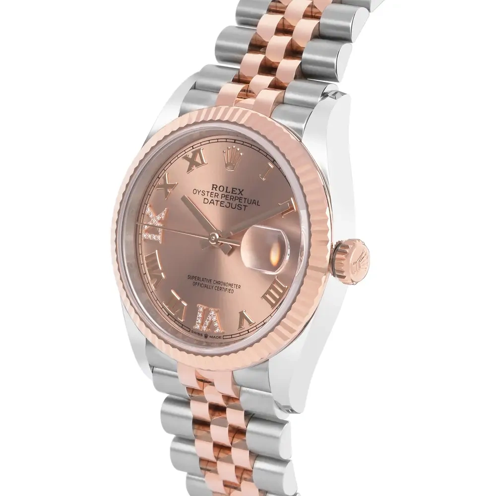 Datejust Steel and Rose Gold Rose Color Set with Diamonds