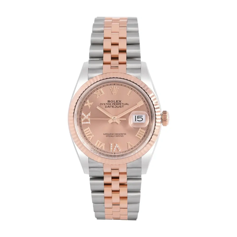 Datejust Steel and Rose Gold Rose Color Set with Diamonds