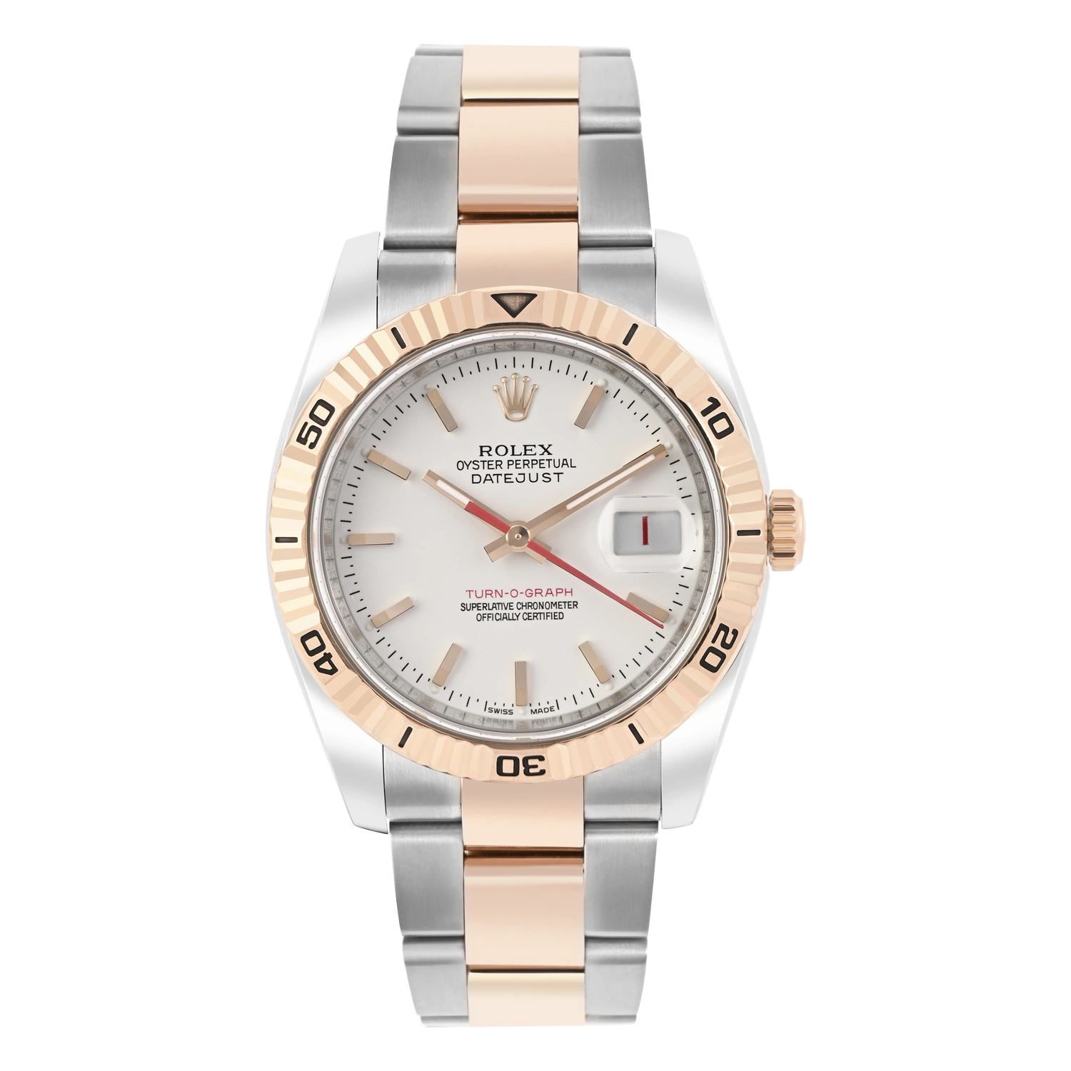Datejust Turn-O-Graph Steel and Everose Gold White Dial