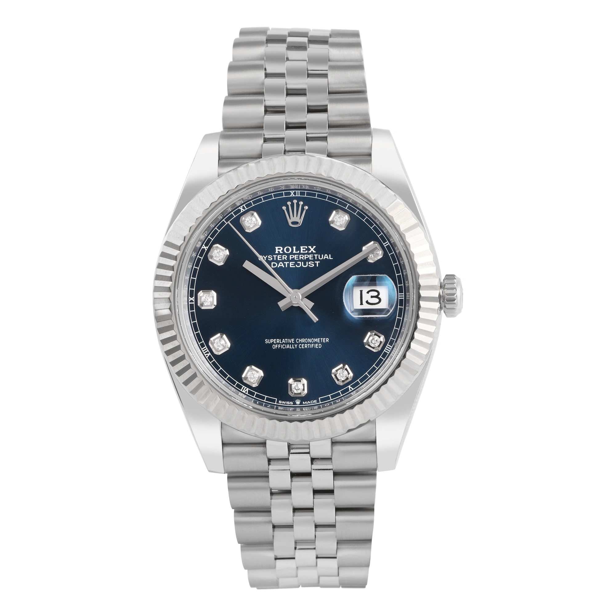 Datejust White Gold & Oystersteel Bright Blue Diamond Dial