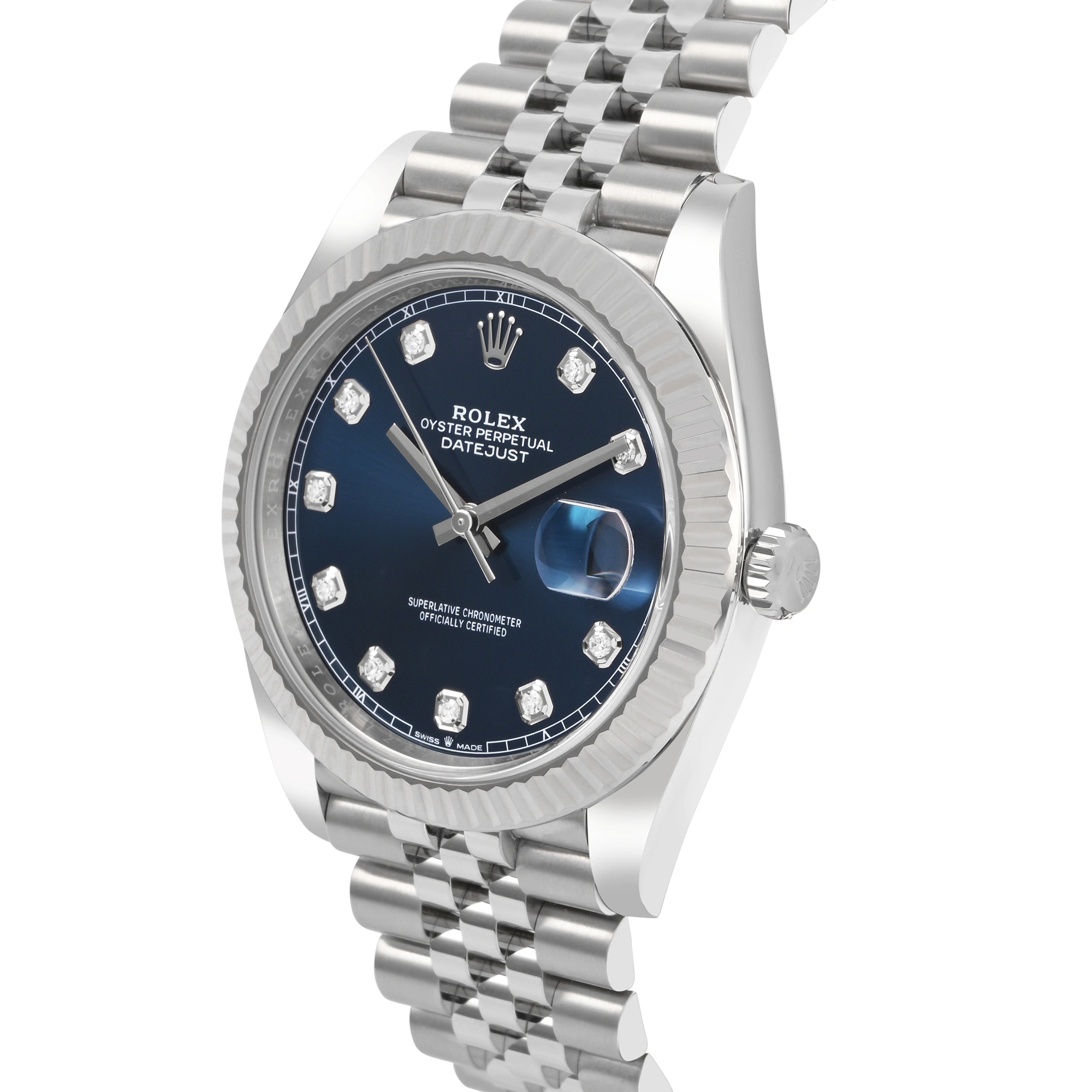 Datejust White Gold & Oystersteel Bright Blue Diamond Dial