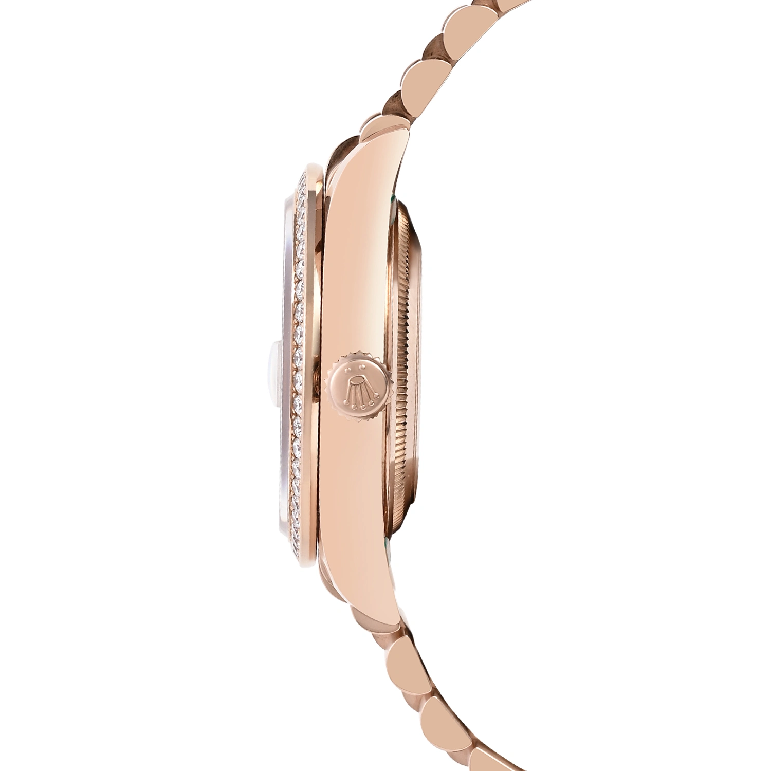 Day-Date 36 Everose Gold Diamond Bezel White Mother-of-Pearl Diamond Dial