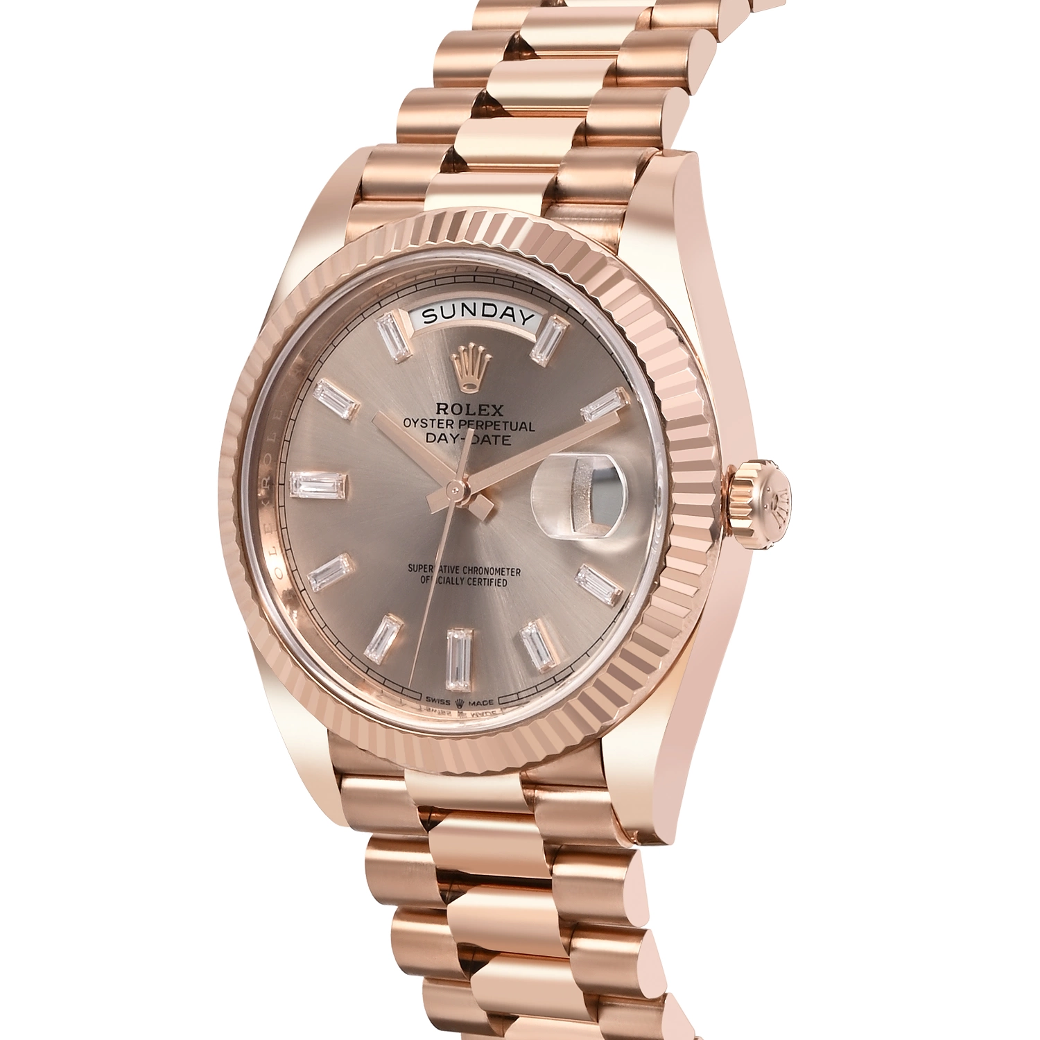 Day-Date 40 Everose Gold Sundust Diamond Set Dial