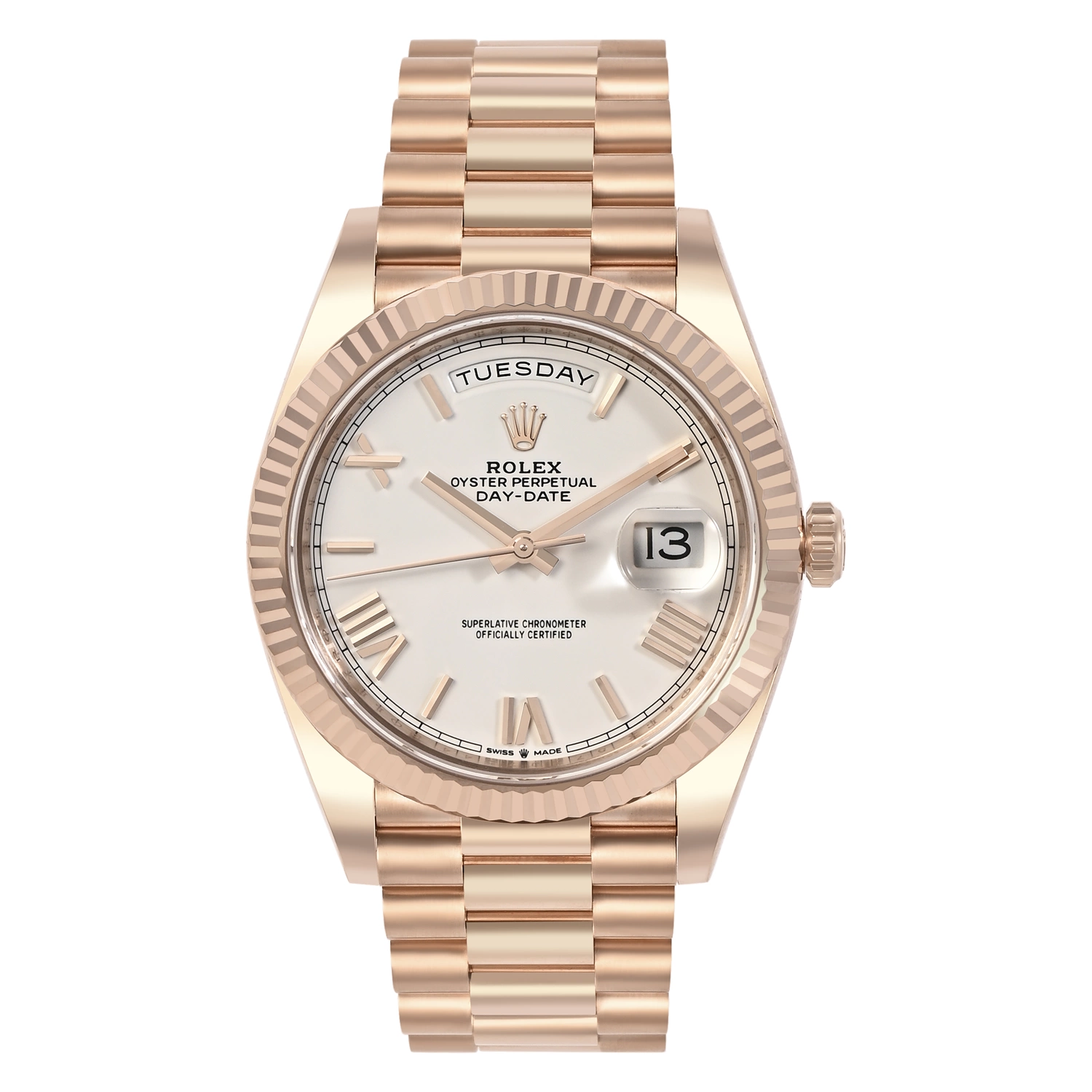 Day-Date 40 Everose Gold White Dial