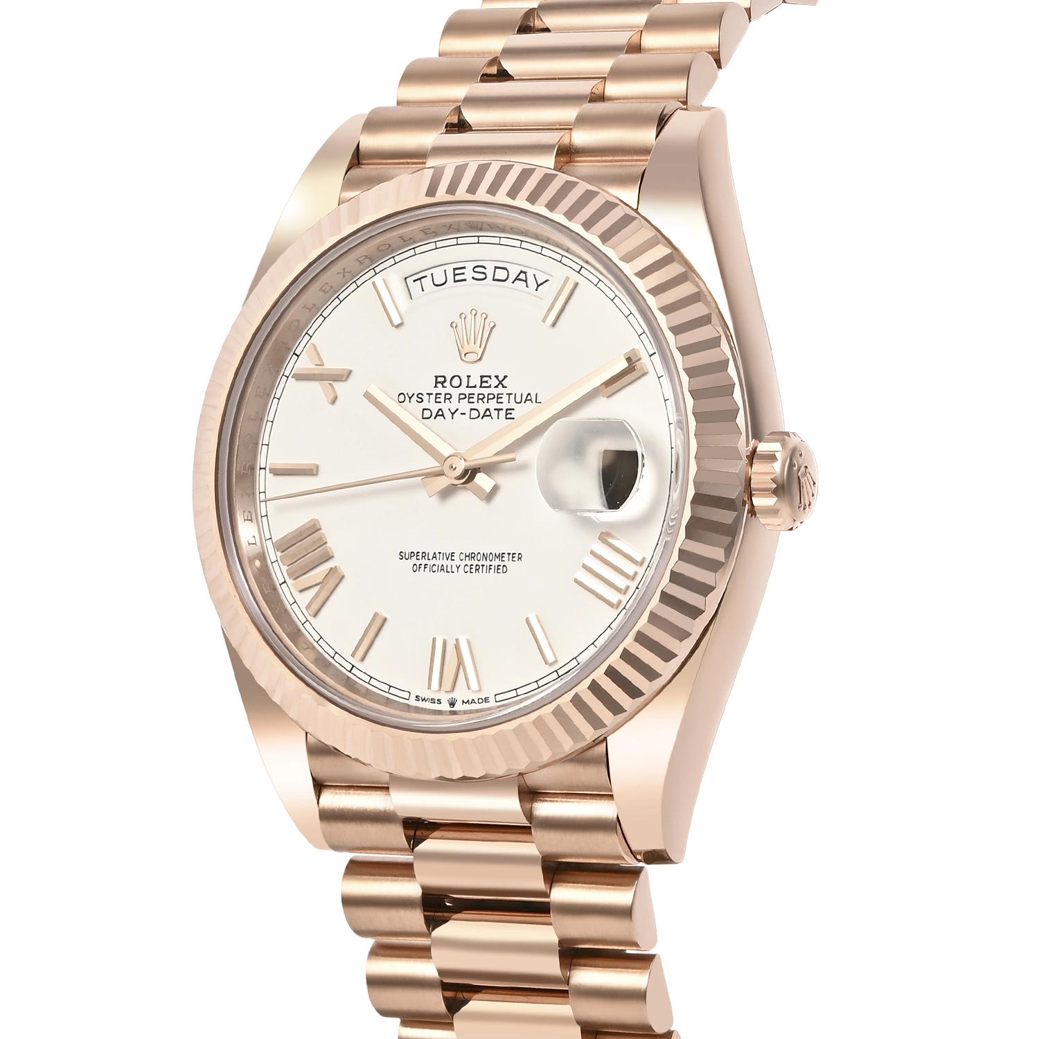 Day-Date 40 Everose Gold White Dial