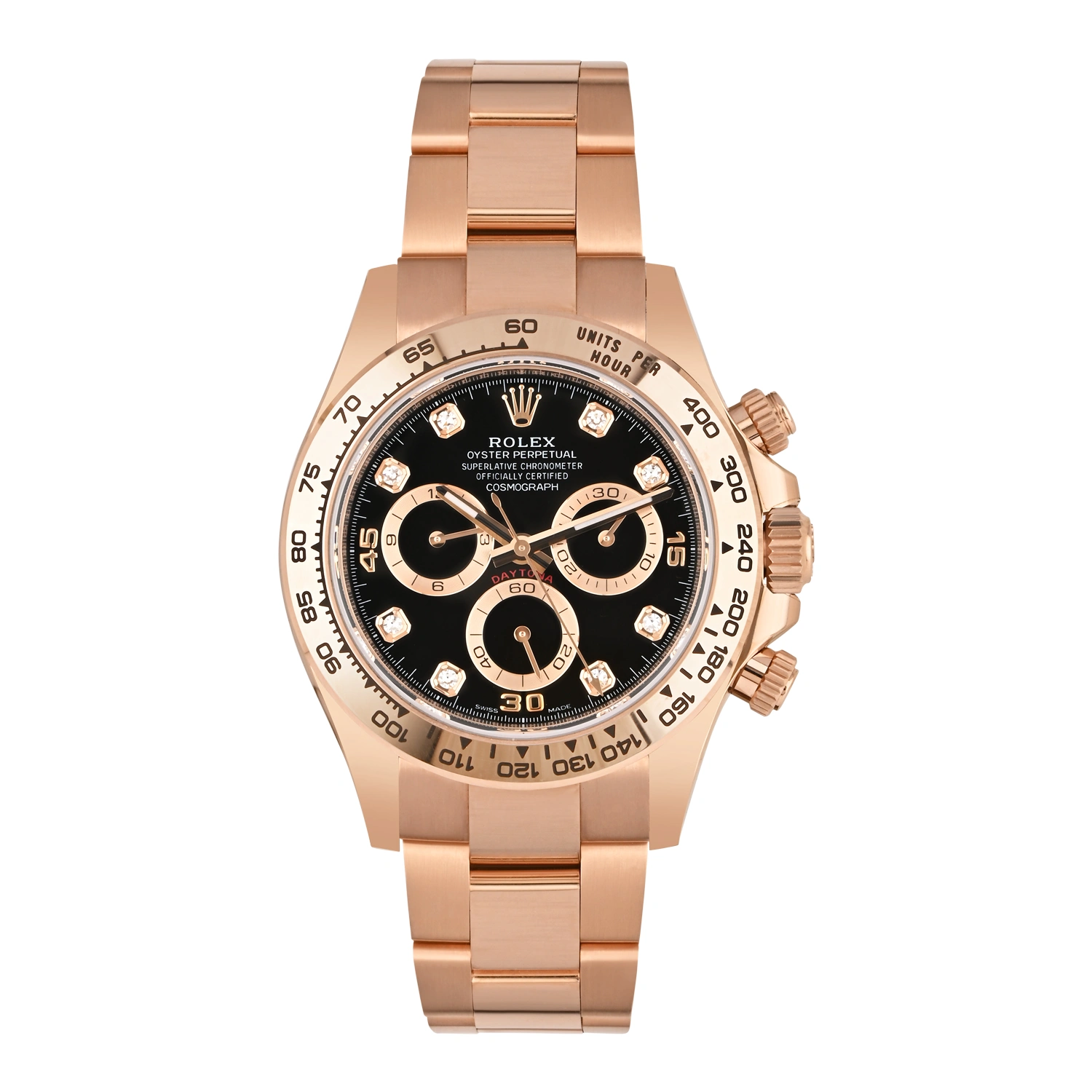 Daytona Everose Gold Bright Black and Everose Golden Set with Diamonds
