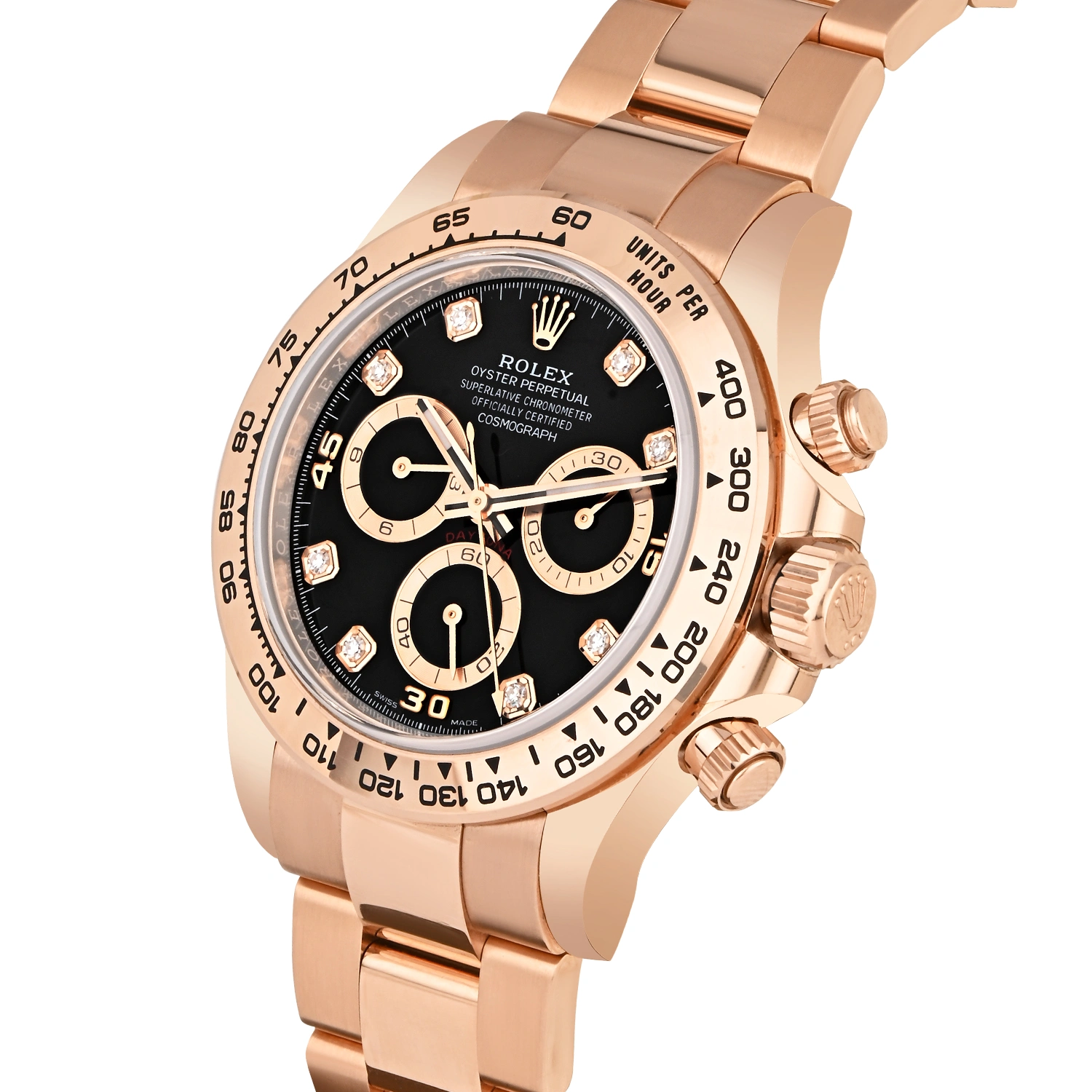 Daytona Everose Gold Bright Black and Everose Golden Set with Diamonds