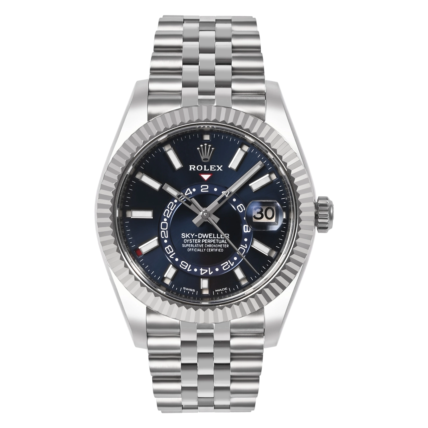 Sky-Dweller Steel and White Gold Bright Blue Dial