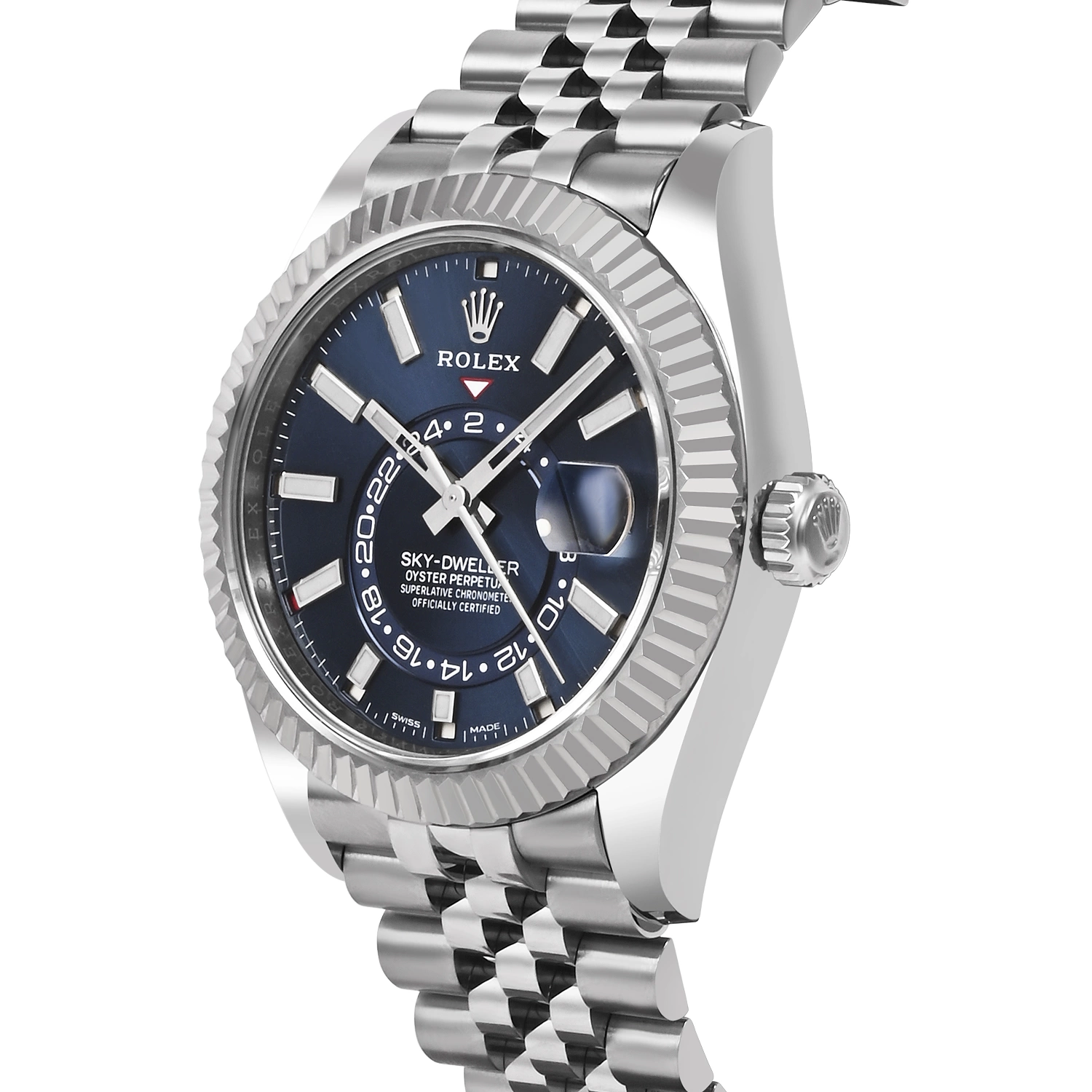 Sky-Dweller Steel and White Gold Bright Blue Dial