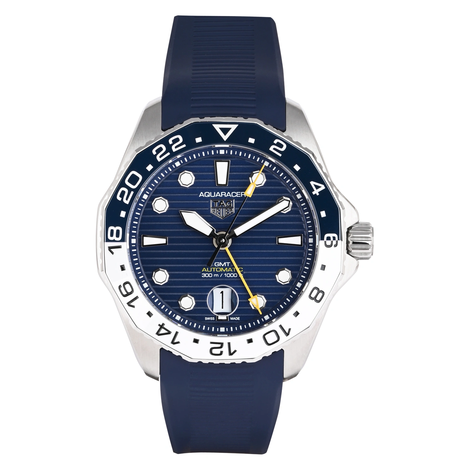 Aquaracer GMT Blue Dial Blue Rubber Strap Men’s Watch