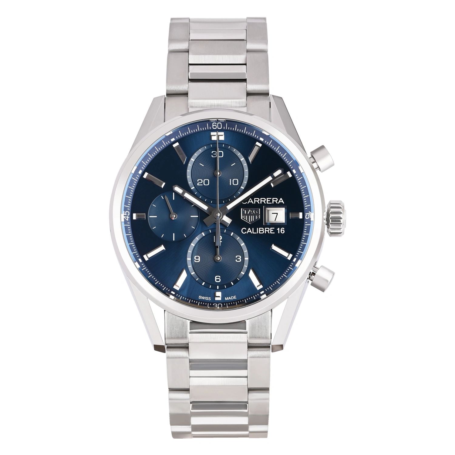 Carrera Calibre 16 Automatic Chronograph Blue Dial Steel Bracelet