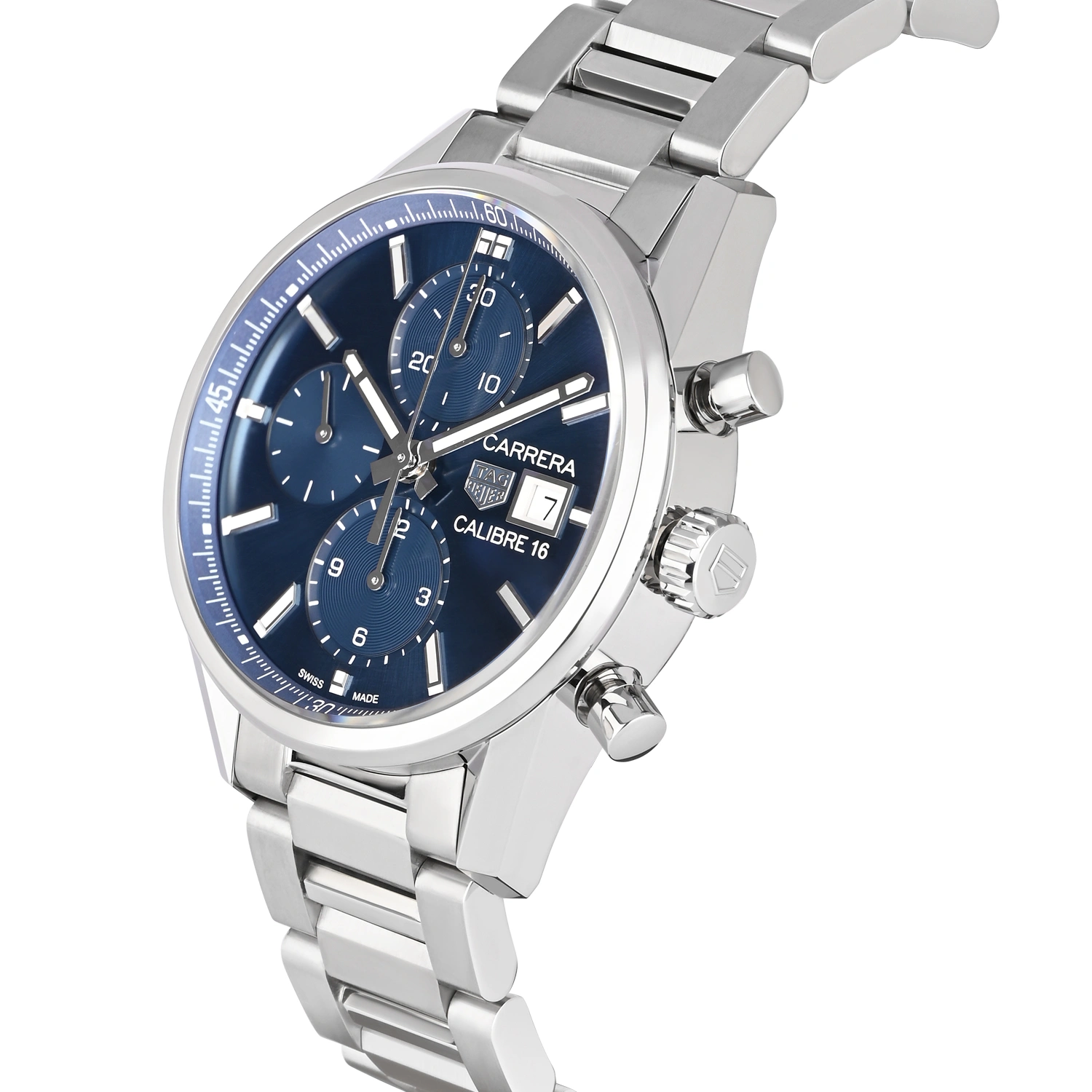 Carrera Calibre 16 Automatic Chronograph Blue Dial Steel Bracelet