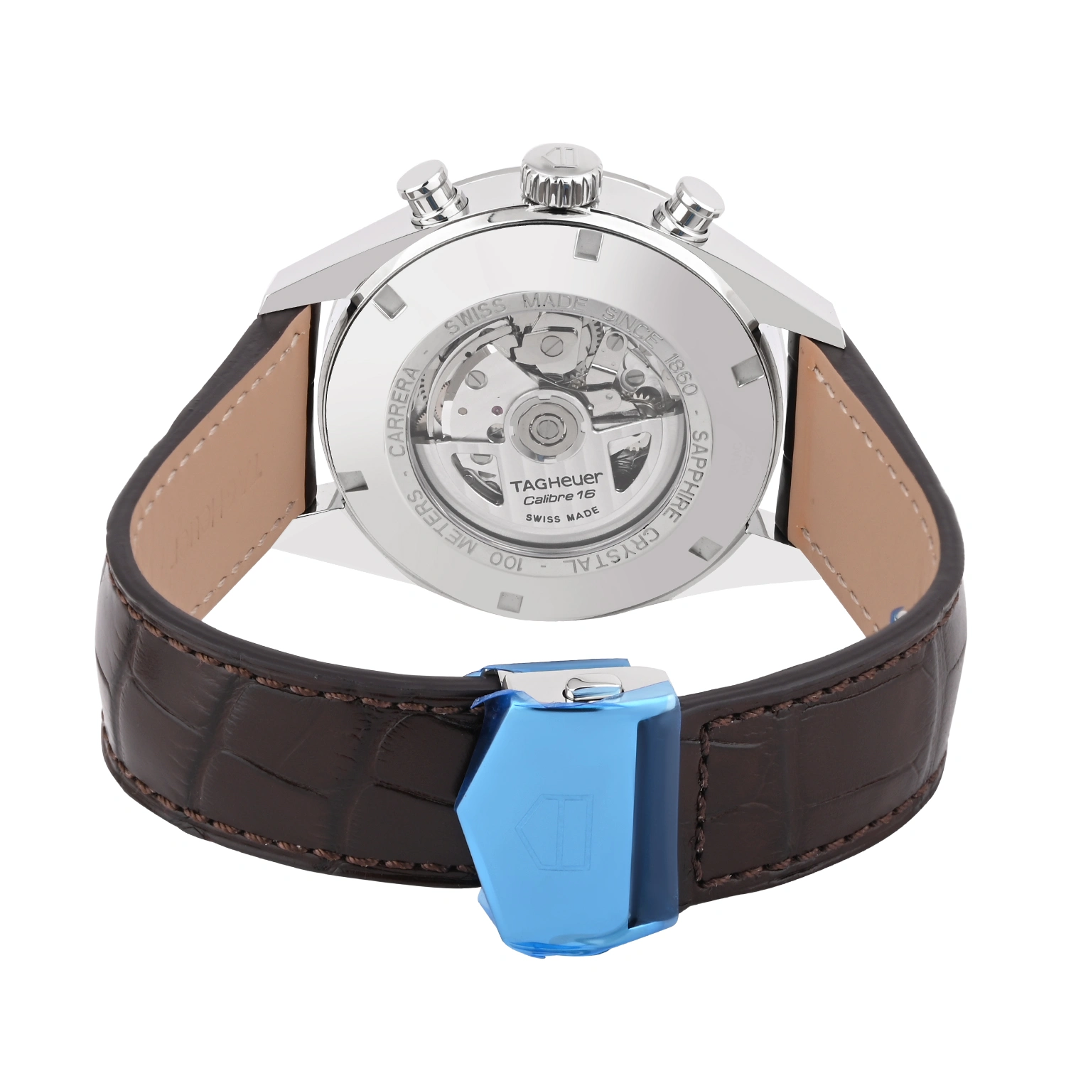 Carrera Calibre 16 Automatic Chronograph Silver Dial Brown Leather Strap (Day-Date)
