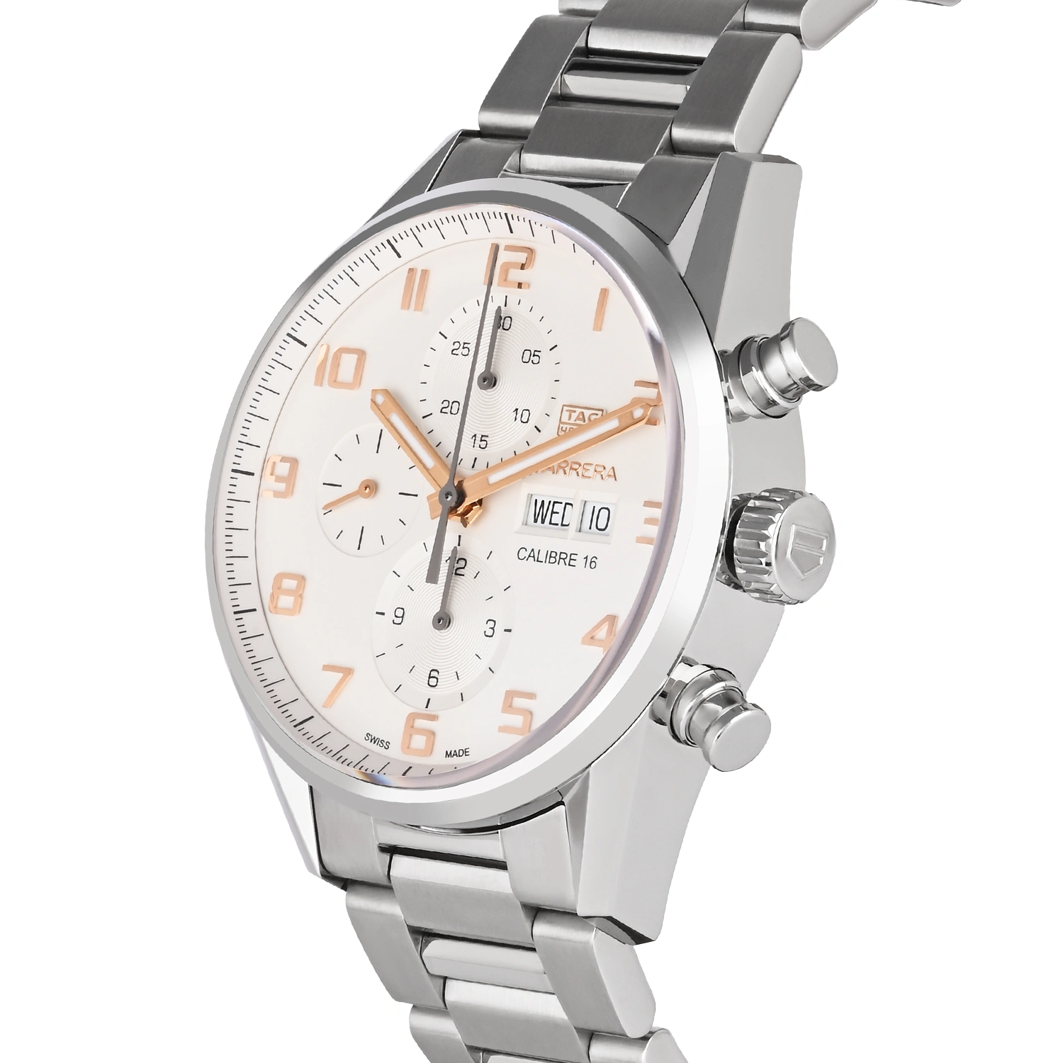 Carrera Calibre 16 Automatic Chronograph Silver Dial Steel Bracelet (Day-Date)