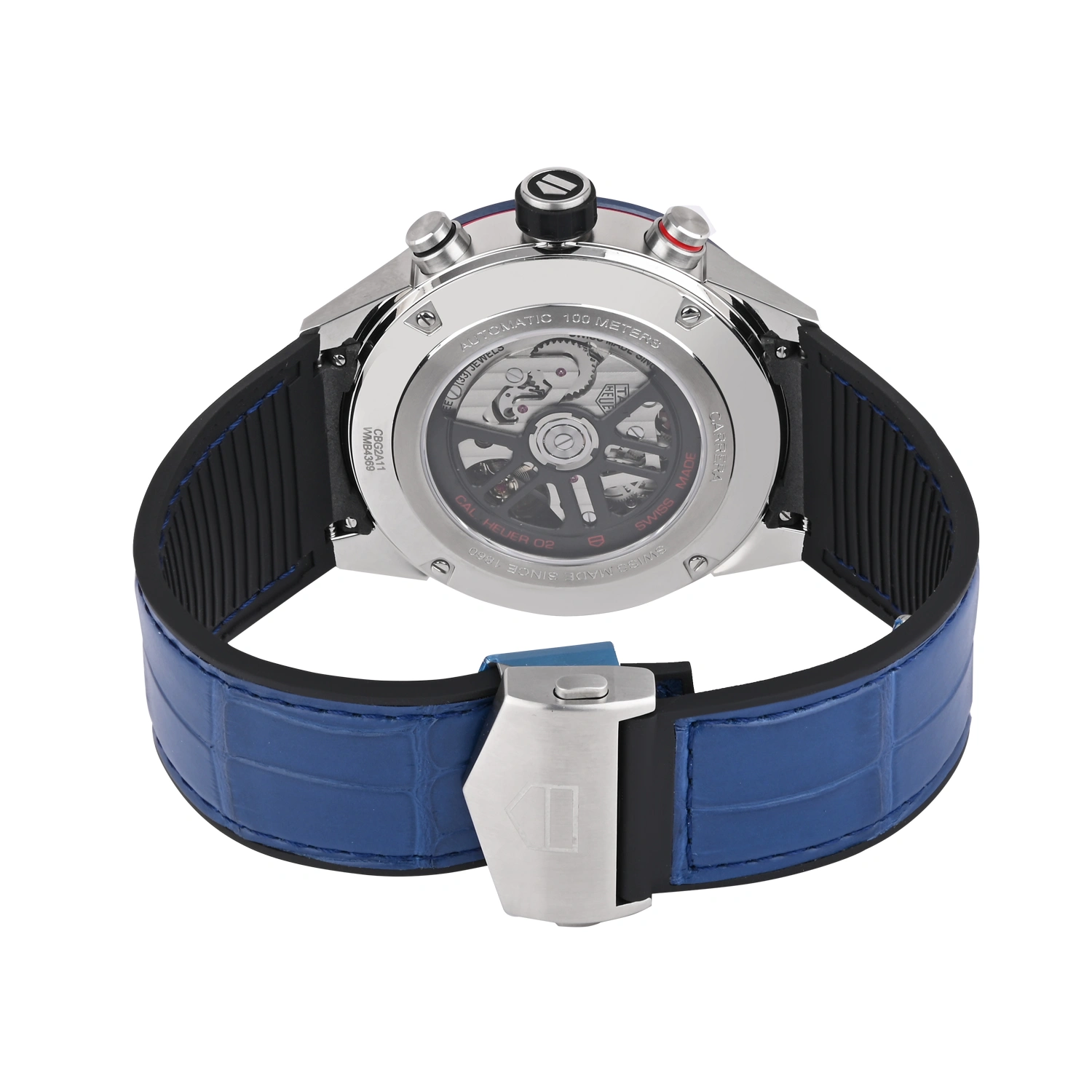 Carrera Calibre Heuer 02T Chronograph Tourbillon Skeleton Dial Blue Bezel