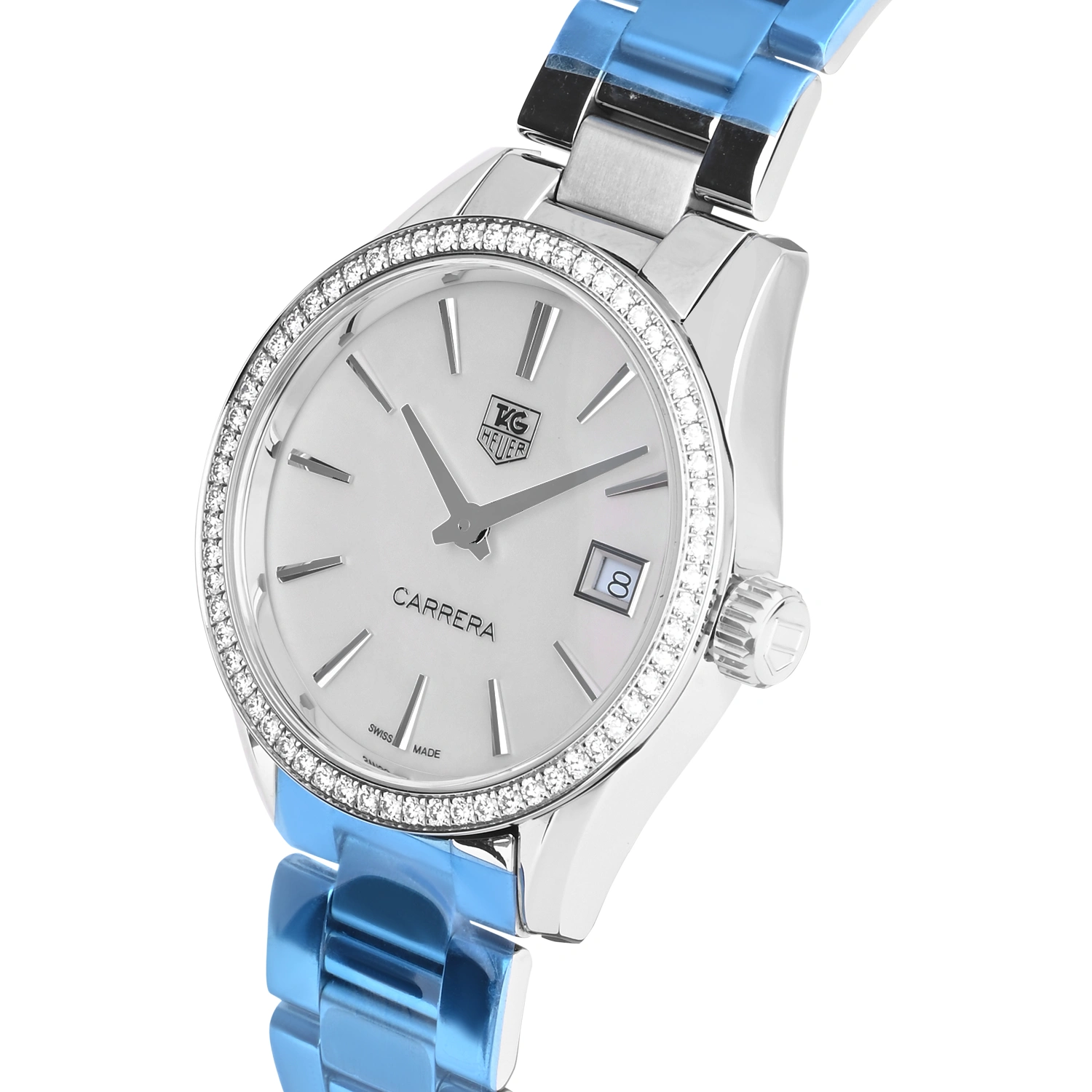 Carrera Quartz Diamond Bezel Silver Dial Steel Bracelet