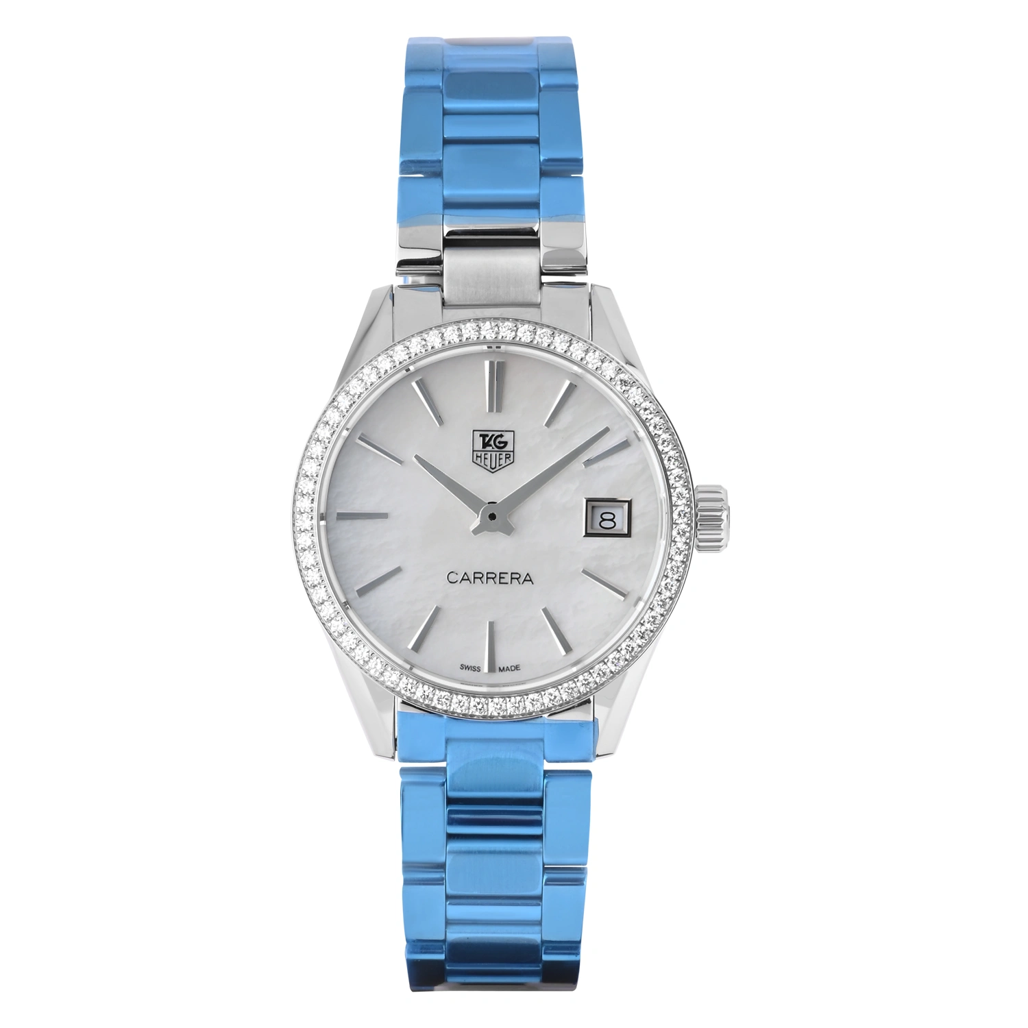 Carrera Quartz Diamond Bezel Silver Dial Steel Bracelet