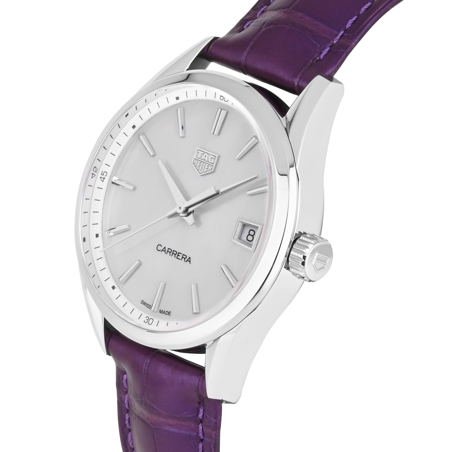 Carrera Silver Dial Purple Leather Strap Women’s Watch