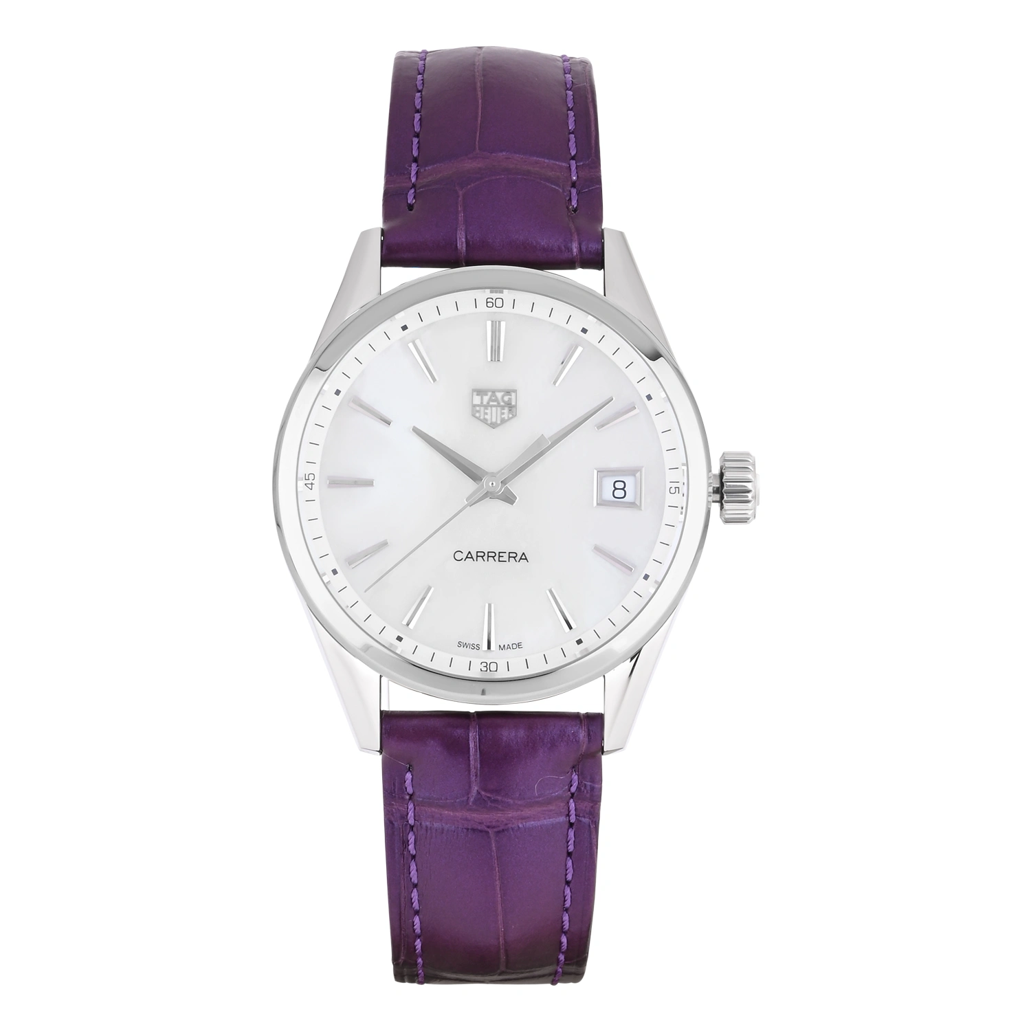 Carrera Silver Dial Purple Leather Strap Women’s Watch