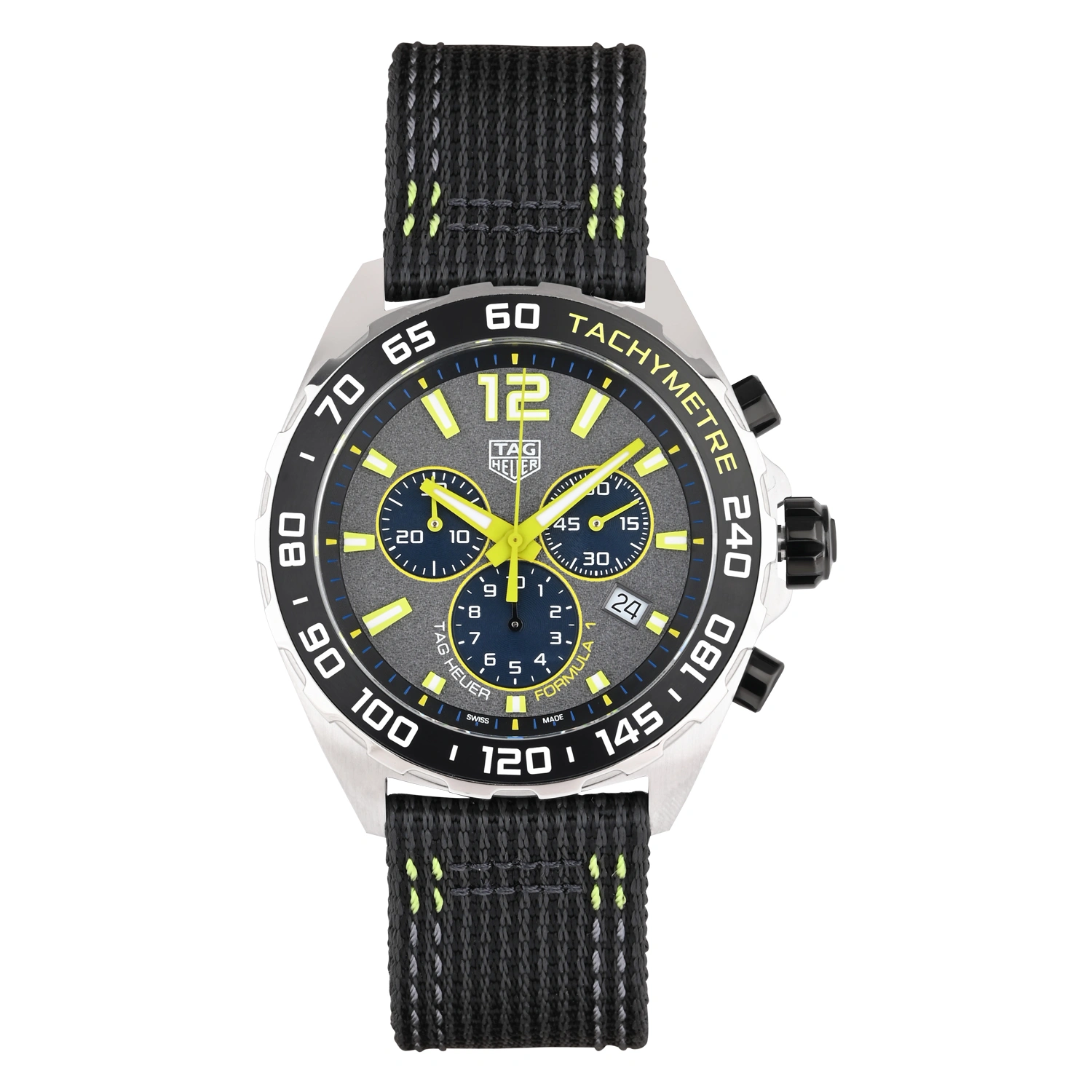 Formula 1 Quartz Chronograph Grey Dial Yellow Accents Fabric Strap