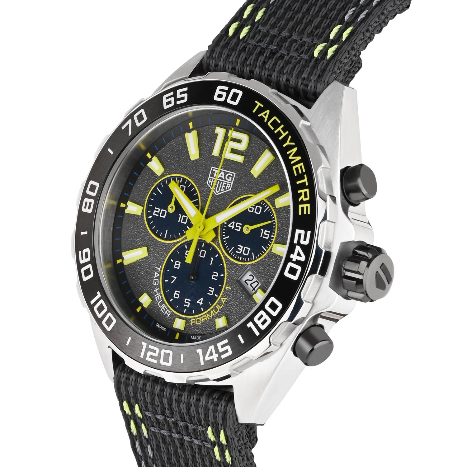 Formula 1 Quartz Chronograph Grey Dial Yellow Accents Fabric Strap