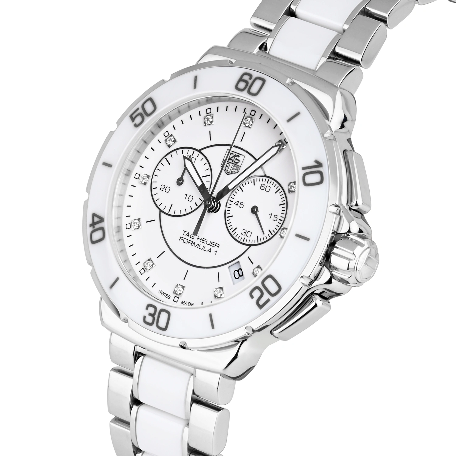Formula 1 White Ceramic Chronograph Diamond Dial