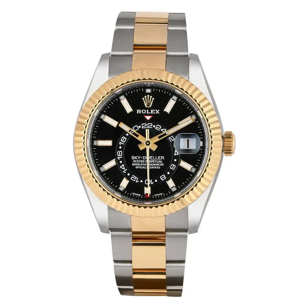 Rolex Sky-Dweller Black Dial Steel and Gold